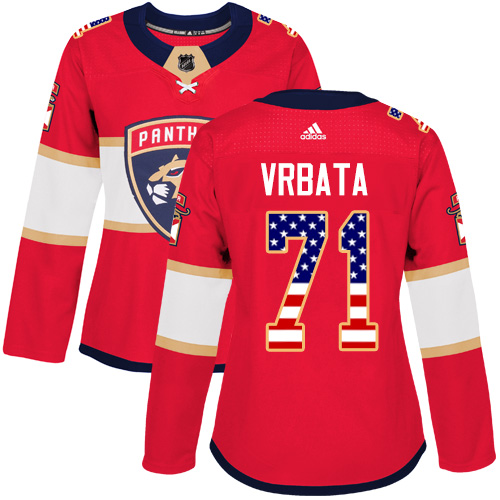 Adidas Panthers #71 Radim Vrbata Red Home Authentic USA Flag Women's Stitched NHL Jersey